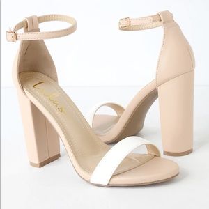 Lulus Taylor Light Nude and White Heels